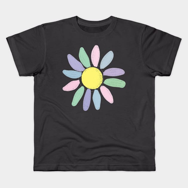 Pastel Colored Sunflower Kids T-Shirt by Haleys Hand